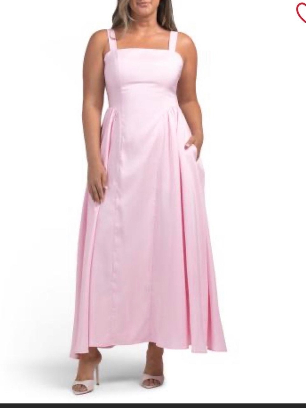 Nwt Caroline Constas Medium Elegant Pink Maxi Dress with Square Neck